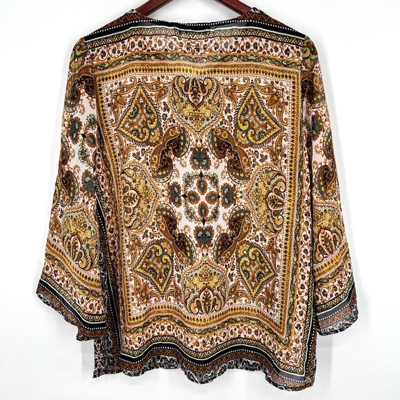 Figueroa Fig & Flower Sz Large Boho Bohemian Shirt Top Summer - Picture 10 of 10